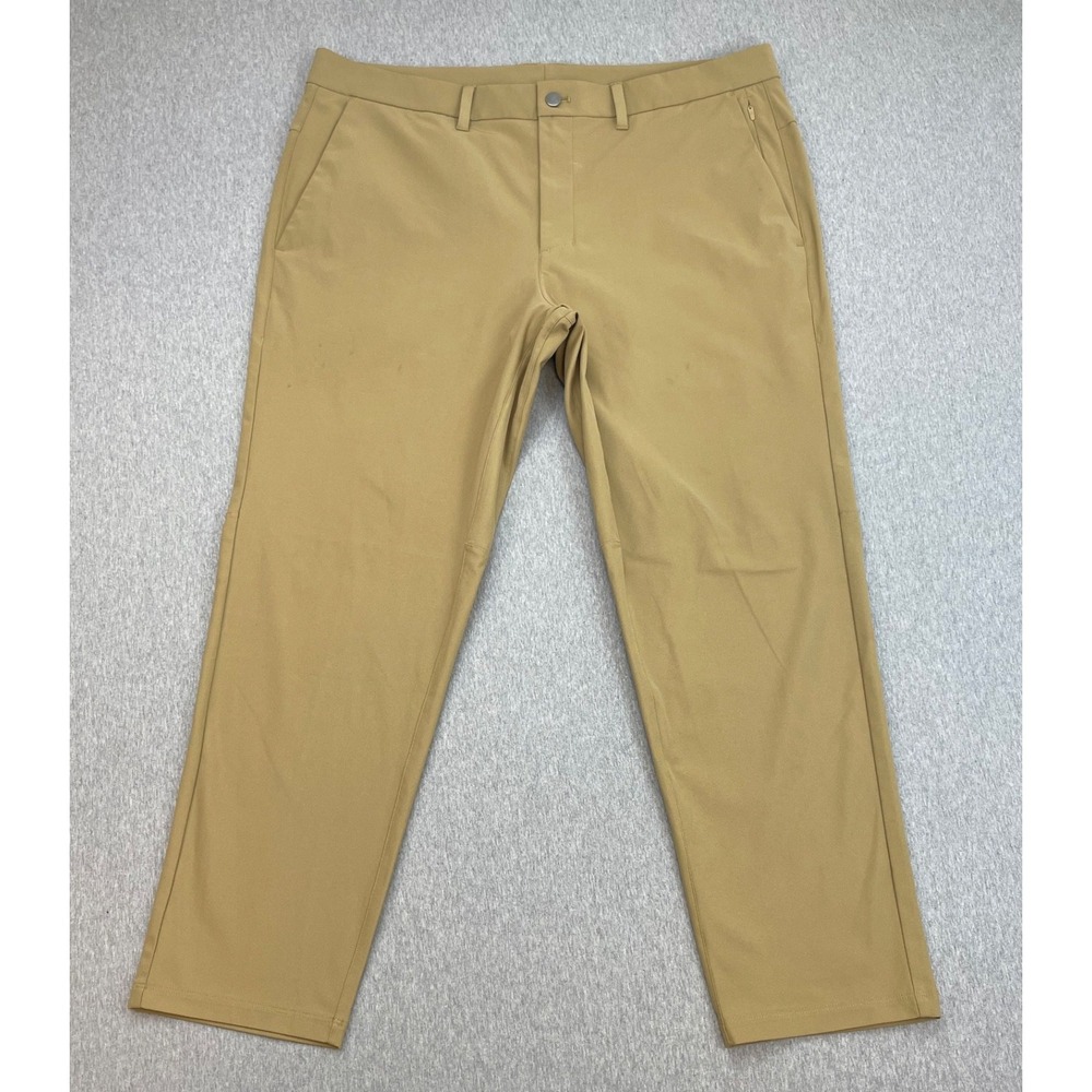 CRZ Yoga Pants Mens 38W Brown Performance Stretch Flat Front Tapered Leg